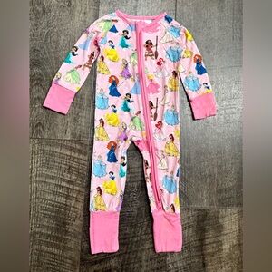 Baby Girl Disney Princess Print Bamboo Zipper Sleeper Pink 6-12m